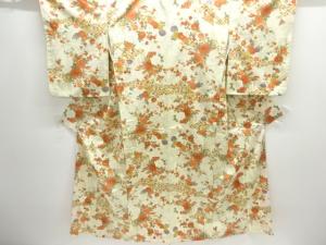 菊草花模様小紋着物